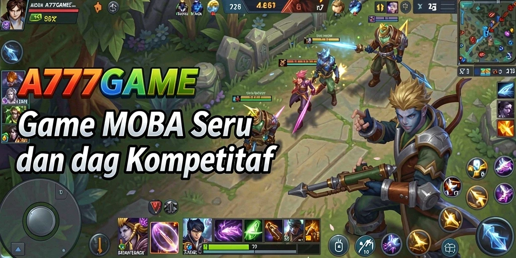 Screenshot menampilkan pertempuran intens dalam A777GAME dengan karakter yang dinamis.