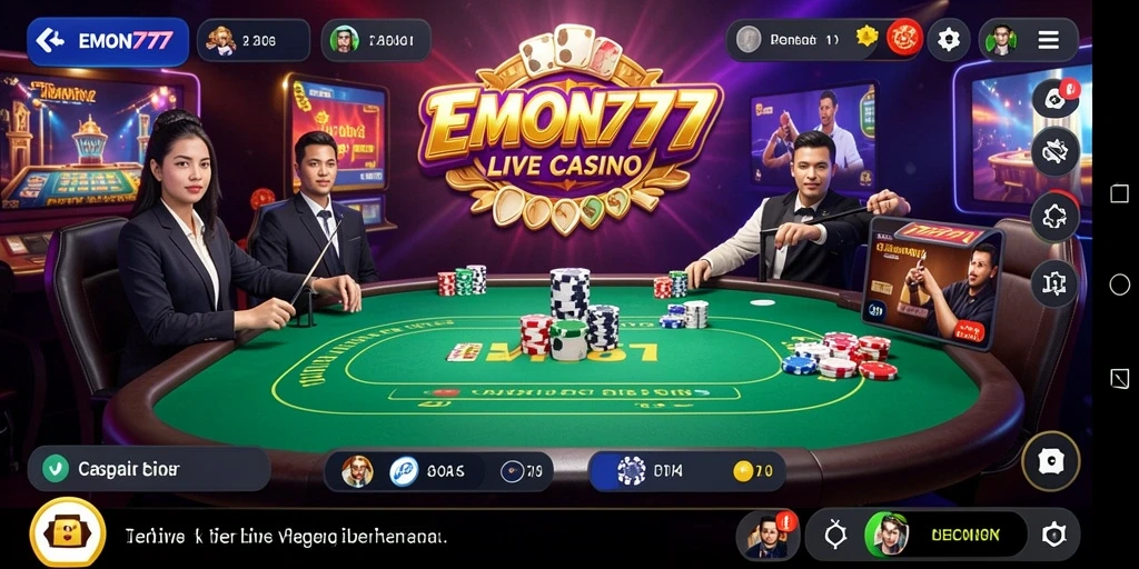 Tampilan gameplay interaktif di aplikasi Live Casino EMON777.