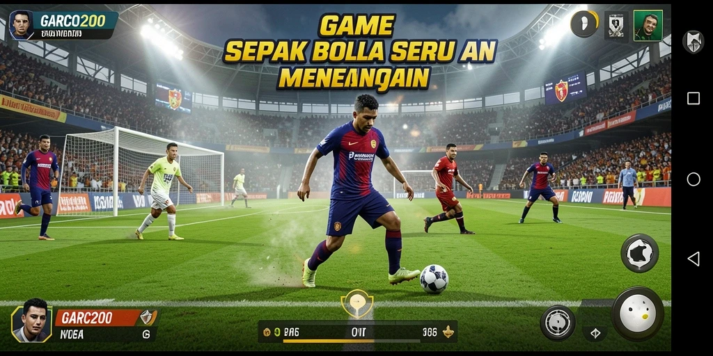 Tampilan menarik dari gameplay sepak bola yang seru.