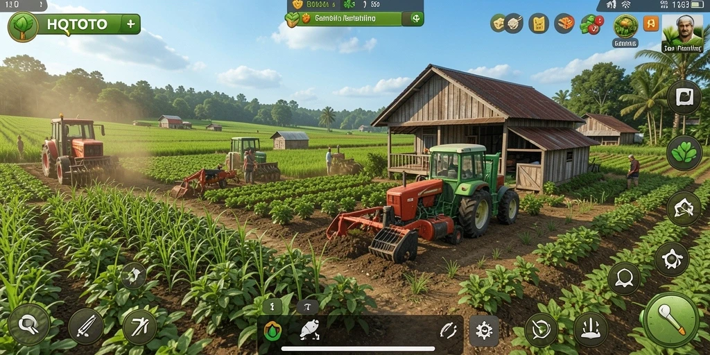 Tampilan gameplay HQTOTO yang menarik dengan pertanian yang beragam.