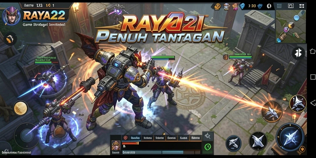 Screenshot gameplay RAYA22 yang menampilkan strategi pertempuran.