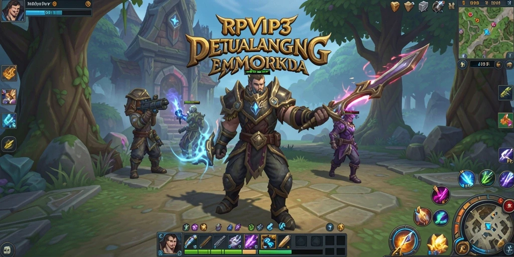 Screenshot RPVIP3 menampilkan aksi seru dalam pertempuran MMORPG.